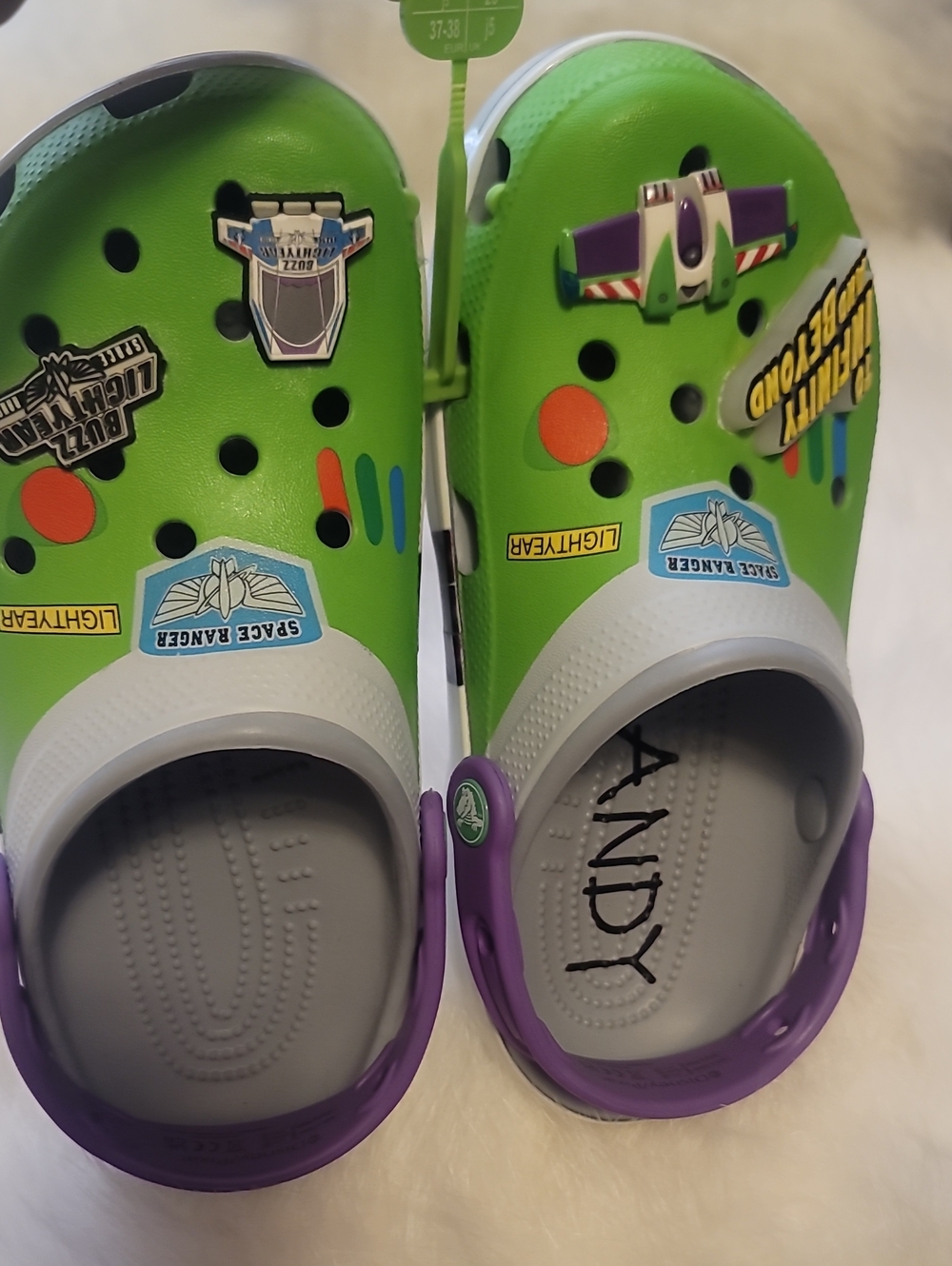 CROCS Kids Green and Purple Buzz Lightyear Clogs